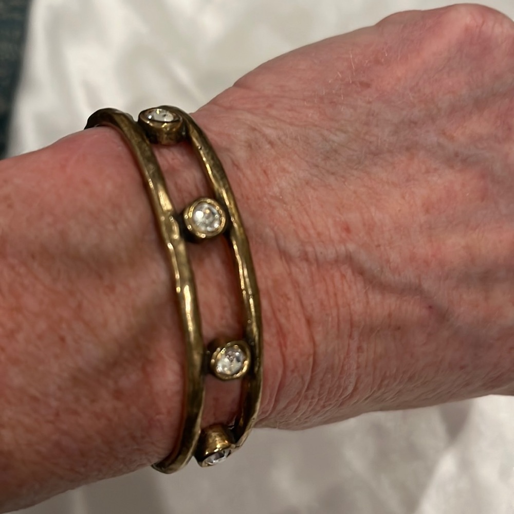 Gold and rhinestone cuff bracelet